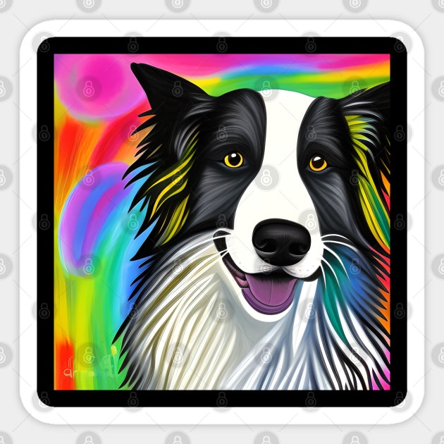 Border Collie Dog Rainbow Painting Sticker by KayBee Gift Shop